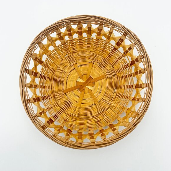 Set Of 3 Handwoven Wicker Baskets With Unique Patterns - Bread Baskets Or Wall - Picture 2 of 13